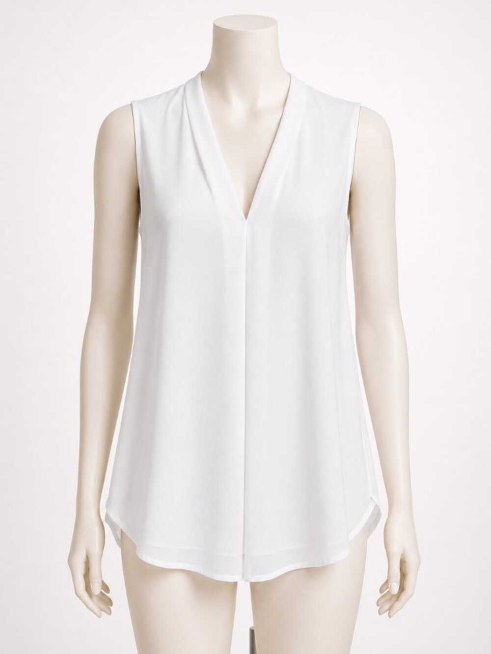 Esqualo Womens White Sleeveless V Neck Blouse US 6 EU 36 Double Layered